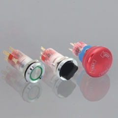 Terminal de pin de reinicio del interruptor spdt de botón pulsador de plástico de 16 mm