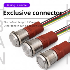 Interruptor de pulsador led de 22 mm rgb tricolor con conector